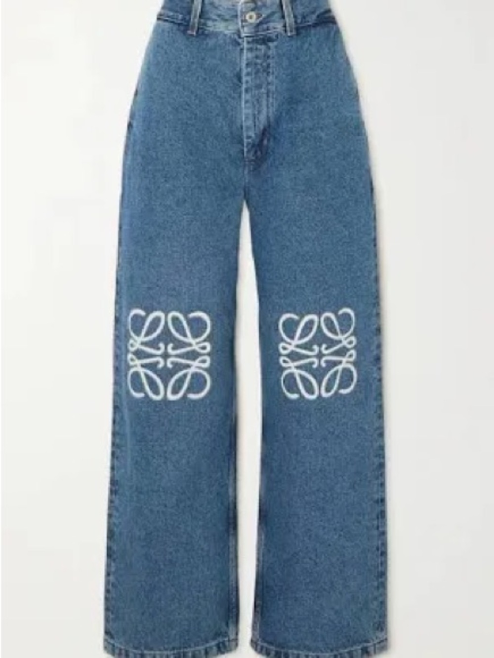 Loewe Annagram Baggy Wide-Leg Appliqué Women’s Jeans with Knee Logo Size 3
